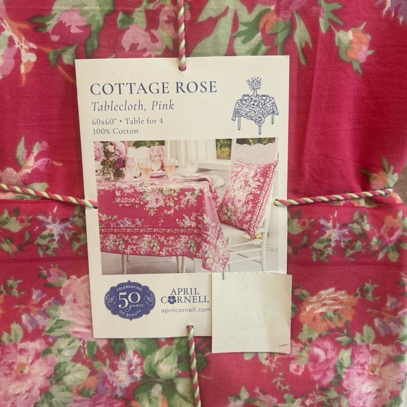 April Cornell Cottage Rose tablecloth table cover 60" X 60" - Picture 2 of 5